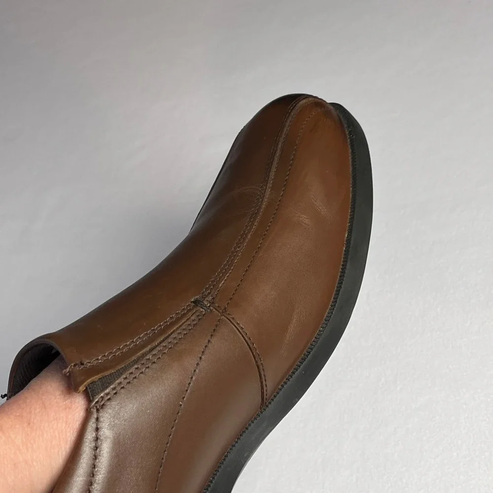 Thom McAn Mens Lanzo Brown Leather Slip On Loafers Dress Shoes 20329 Size 13